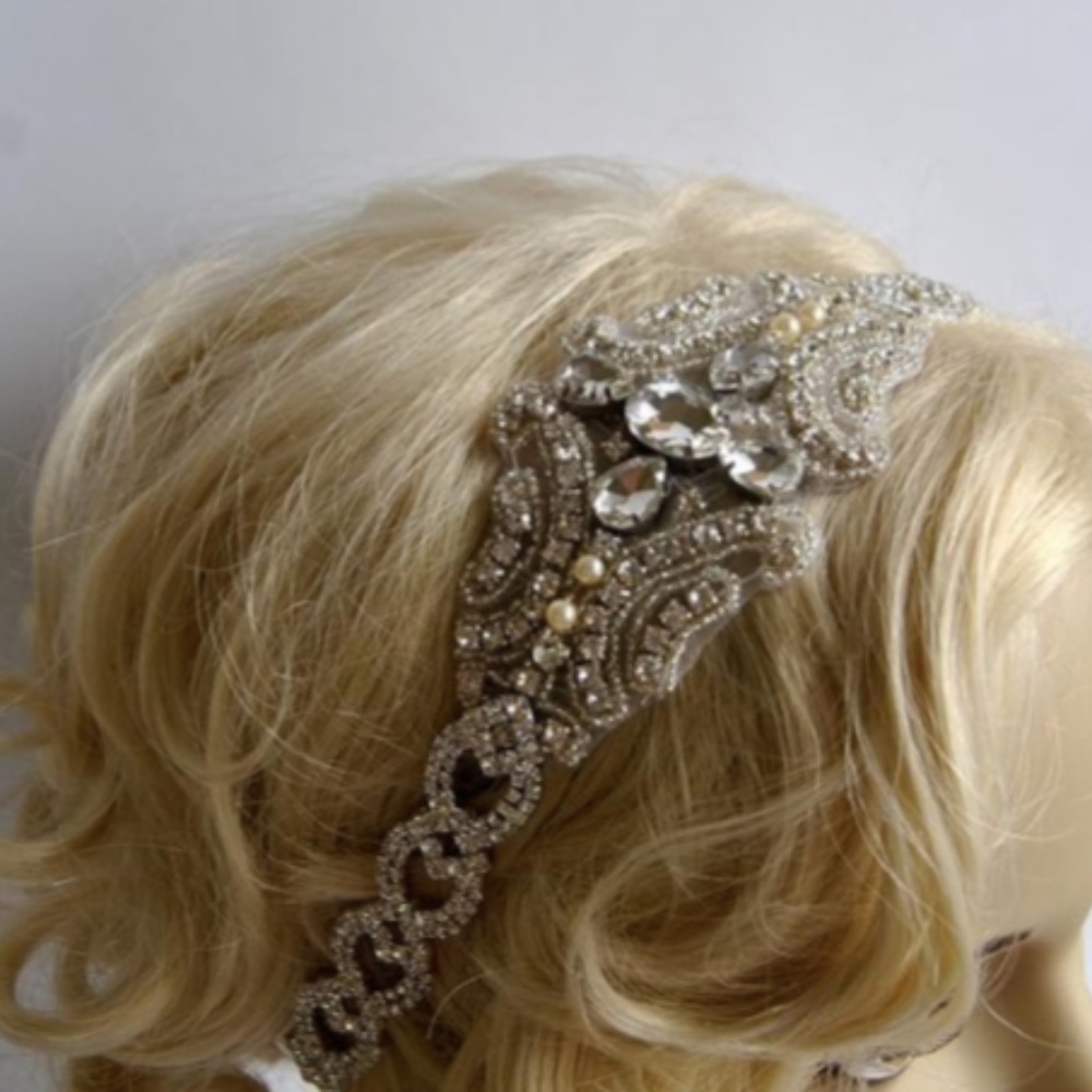 Rhinestone Vintage Inspired Wedding Headband, Great Gatsby Style Headband